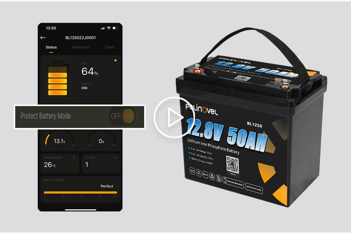 Modalità protezione della batteria al litio Bluetooth Polinovel